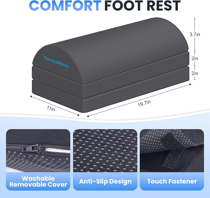 TranquilRelax Foot Rest for Under Desk at Work, Gaming Accessories Foot Stool - Image 3