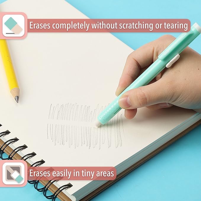 Mr. Pen- Retractable Mechanical Eraser Pens, 6 Pack, Pastel Colors | Latex-Free - Image 5