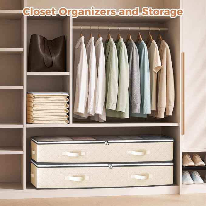 90L Under Bed Storage Containers, Closet Organizers and Storage Bins, Foldable - Image 4