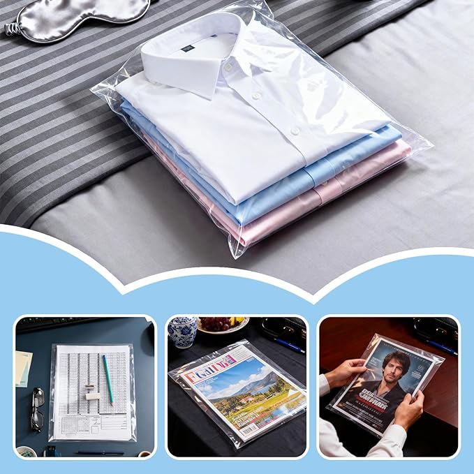 VOKOY 50 Pack 9 3/8 x 12 2/5 inches Crystal Clear Sleeves Storage Bags - Image 4
