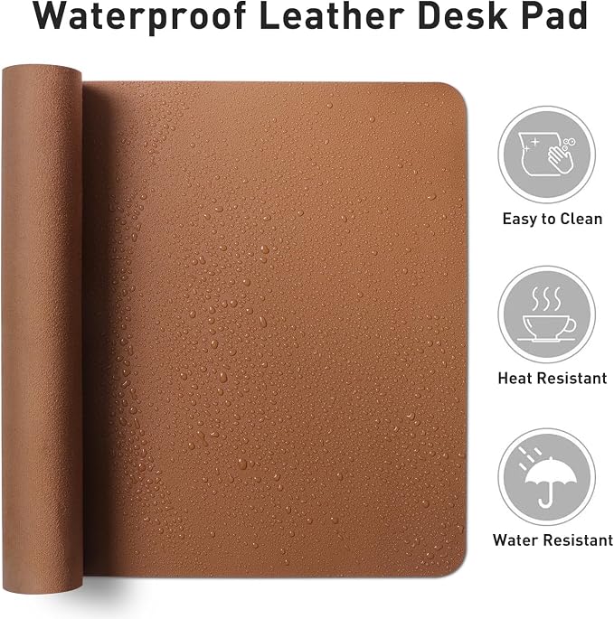 Aothia Faux Leather Desk Mat – Large Mouse Pad, Non-Slip PU Leather Blotter - Image 7