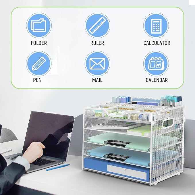 Docnest 5 Tier Mesh Desk Organizer- Letter Tray - Image 7