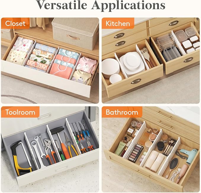 Lifewit 6" Tall 9 Pack Drawer Dividers, 11.5"-18.5" Adjustable Deep Drawer - Image 7