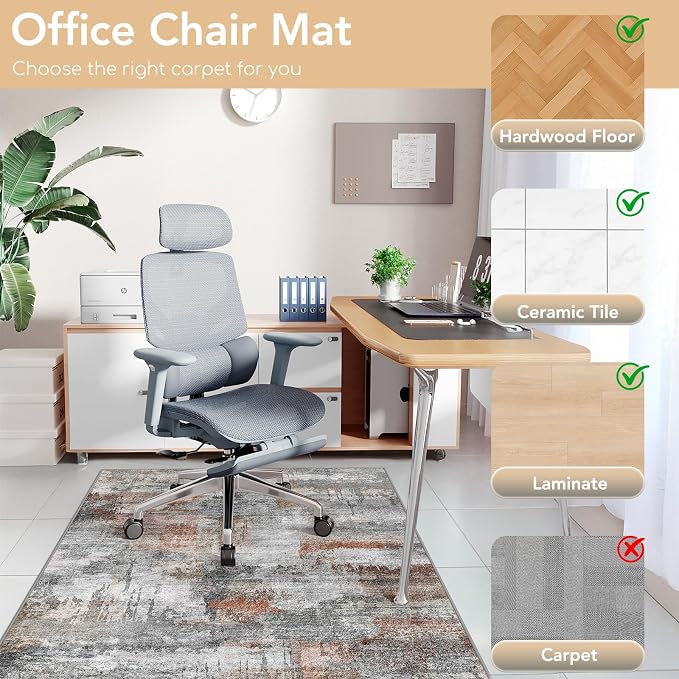 Office Chair Mat for Hardwood Floor&Tile Floor, Under Desk Rug for Rolling - Image 3