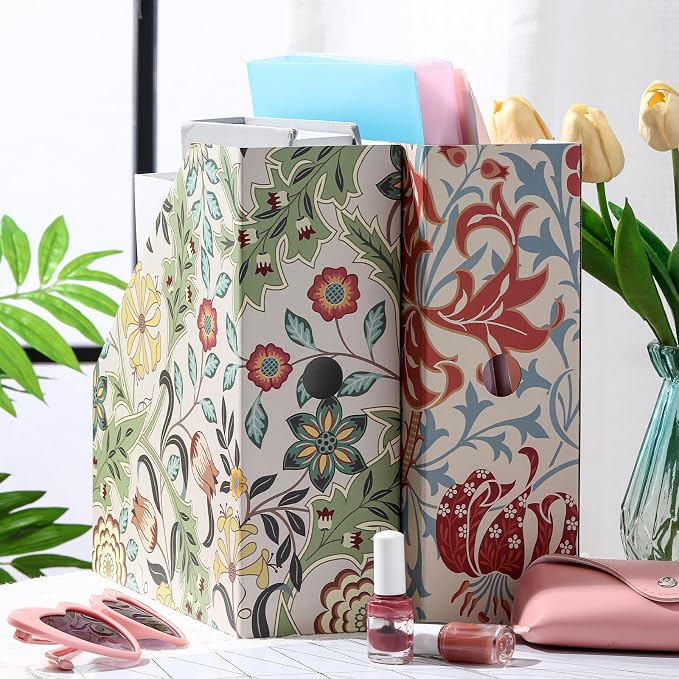 PerKoop 6 Pcs Decorative Magazine File Holders Floral Foldable File Folders - Image 3