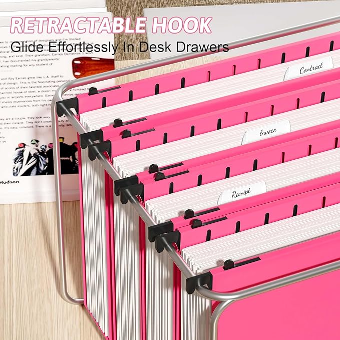 Extra Capacity Plastic Hanging File Folder Letter Size, 12 Pack Reinforced Hang - Image 6