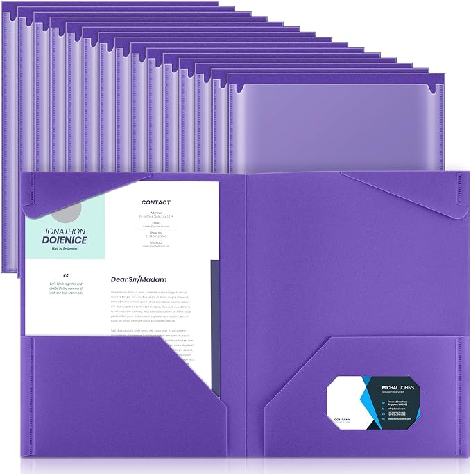 Henoyso 36 Pack Purple Plastic Folders by Henoyso