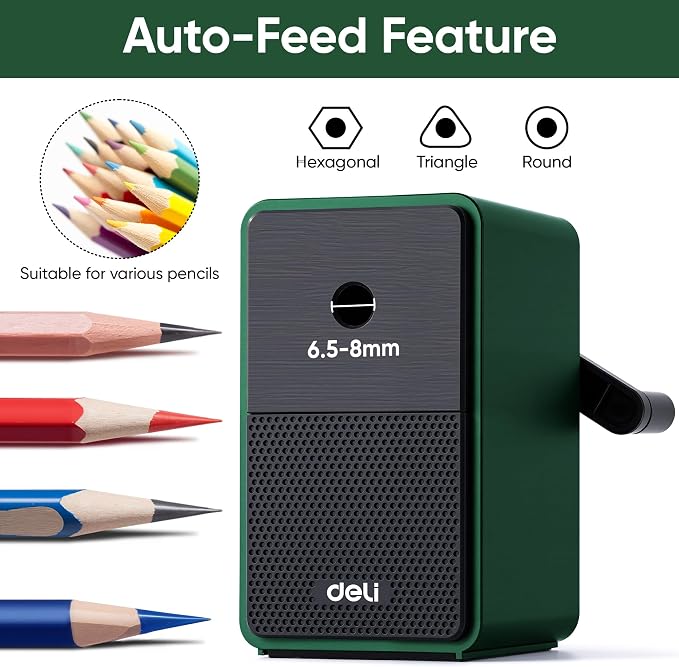 Deli Manual Hand Crank Pencil Sharpener - Image 3
