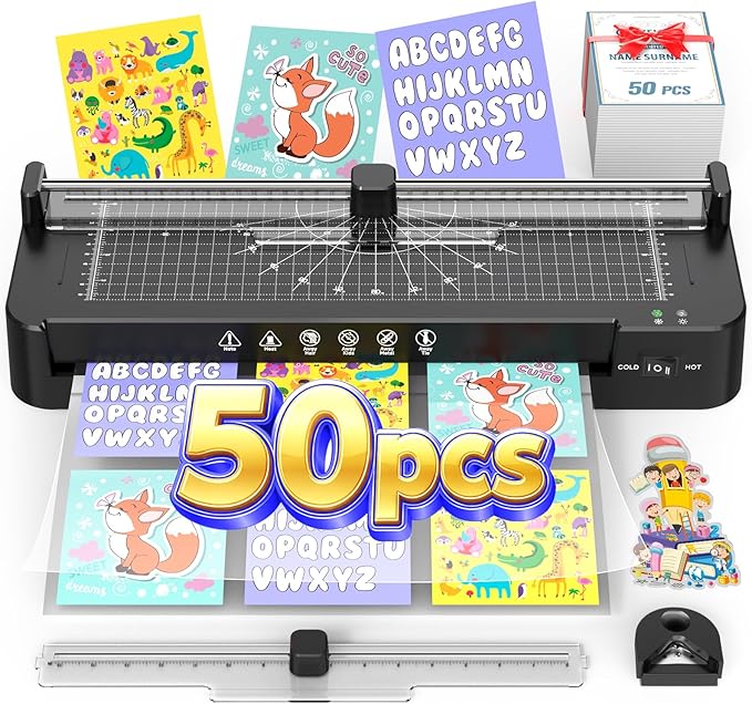 13 Inch Laminator Machine with Sheets 50pcs, Paper Trimmer Corner Rounder Scale by KEJECTOR