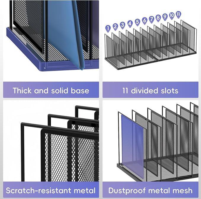File Organizer for Desk, 11-Section Vertical File Sorter, Paper Holder - Image 5