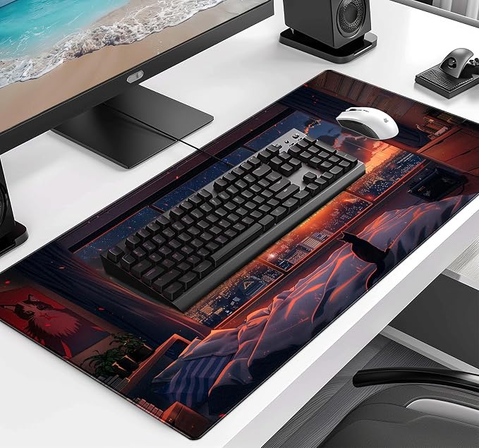 Sunset Night Cat Mouse Pad, Summer Night Scene Decoration Game Table Pad XL | - Image 3