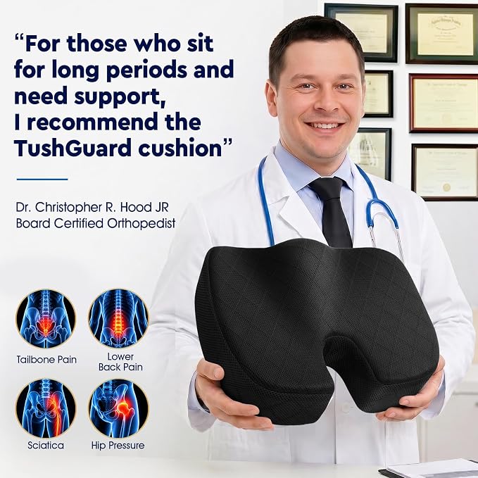 TushGuard Office/ Car Seat Cushion, Non-Slip Sciatica & Back Coccyx Tailbone - Image 5
