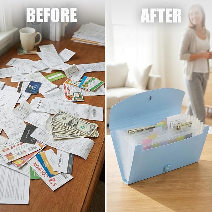 Portable 13-Pocket Receipt & Coupon Organizer, Small Expanding Accordion File - Image 5