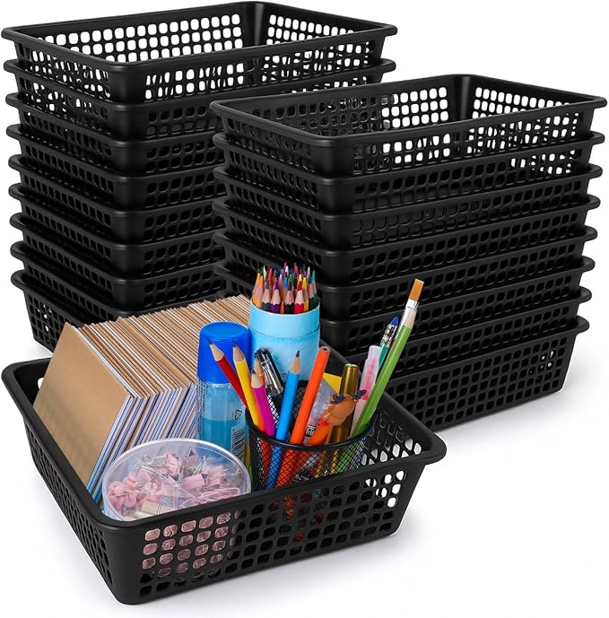 Zhehao 14 x 10 x 3 Inch 16 Pack Paper Organizer Basket Small Plastic Storage by Zhehao