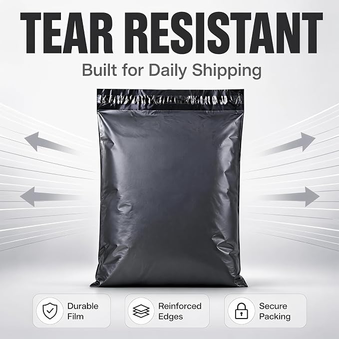 10"x13" Poly Mailers，Black Shipping and Envelope Bags Pack of 500 - Image 2