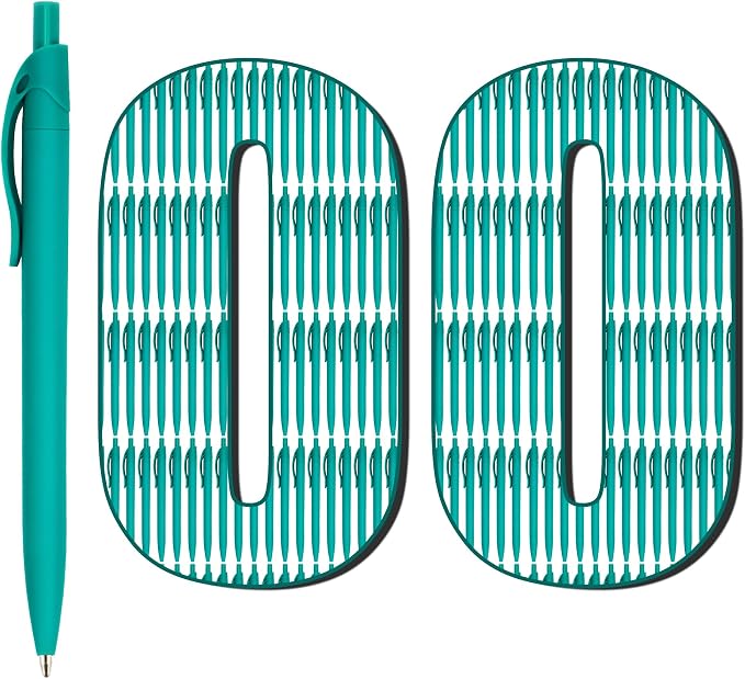 Deegtran 100 Pack No Bleed Teal Blue Barrel Click Pens, Wholesale Retractable by DEEGTRANPENS