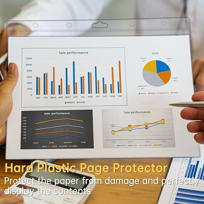 AKONEGE 6PCS Hard Sheet Protectors 8.5x11 Waterproof Resealable Zip Paper Page - Image 7