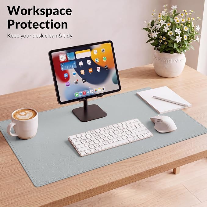 AFIING Cork Desk Mat, 35.4" x 17", Light Grey, Desk pad Protector | Dual-Sided - Image 2