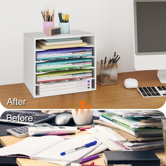 EMERIT Paper Organzier Wood Desktop Organizer Storage Letter Tray File Sorter - Image 6