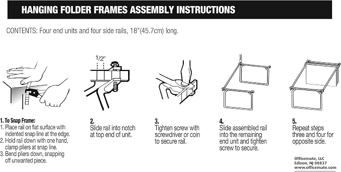 Officemate Hanging File Frames, Letter Size, Rails fits 24 to 27, Files Cabinet - Image 4