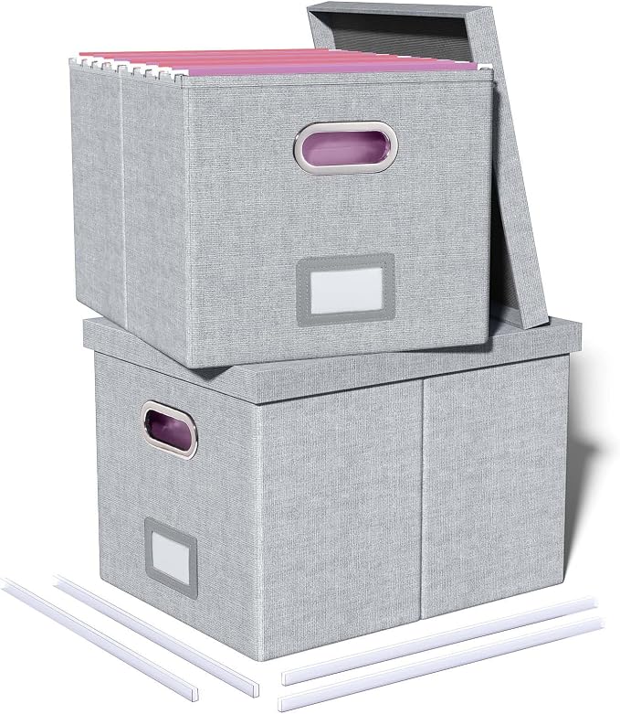 Oterri 2 Pack File Storage Organizer, Filing Box, Portable File Box by Oterri