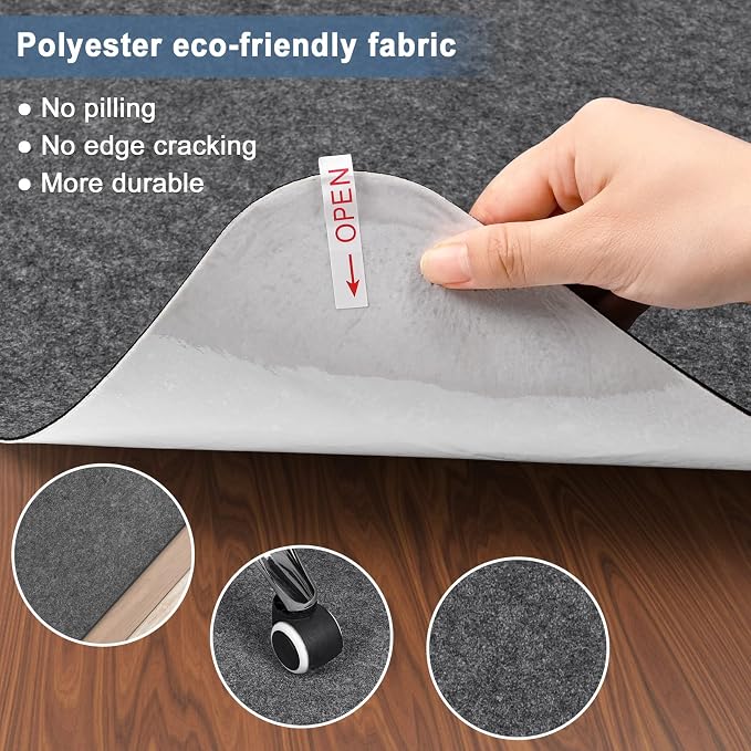 Placoot Office Chair Mat for Hardwood Floor, Under Desk Mat, Large Anti-Slip - Image 3