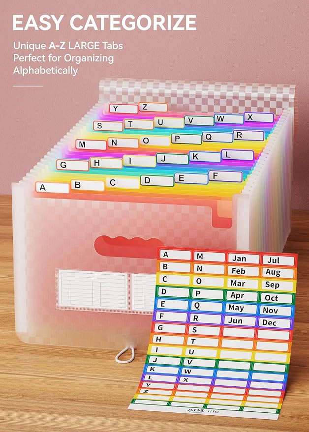 ABC life 26 Pockets Accordion File Organizer, Expanding File Folder, Portable - Image 5