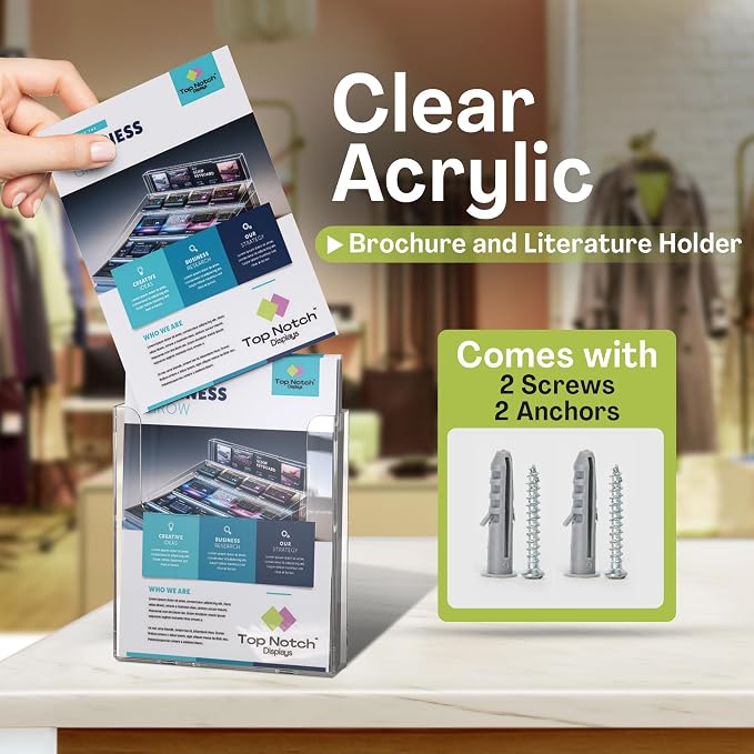 Acrylic Brochure Holder for Wall Mounting, Literature Holder for Magazines - Image 2