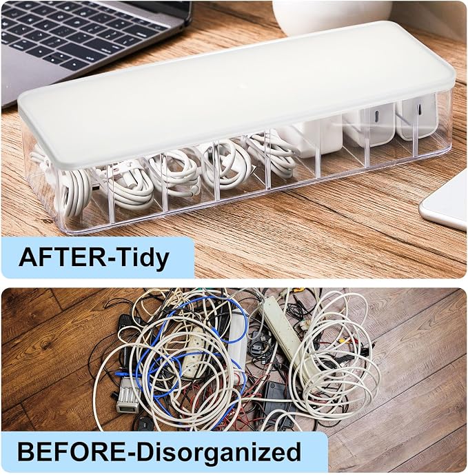 Tatuo 2 Pcs Cord Organizer for Drawer Desktop, Cable Organizer Box - Image 5