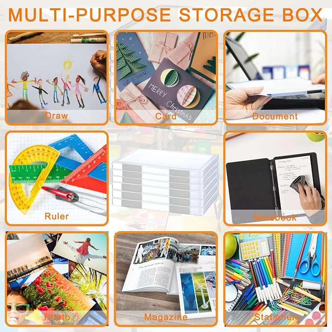 LonlyEagle 6 Pcs Clear A4 File Portable Project Case, Plastic Storage Box - Image 5