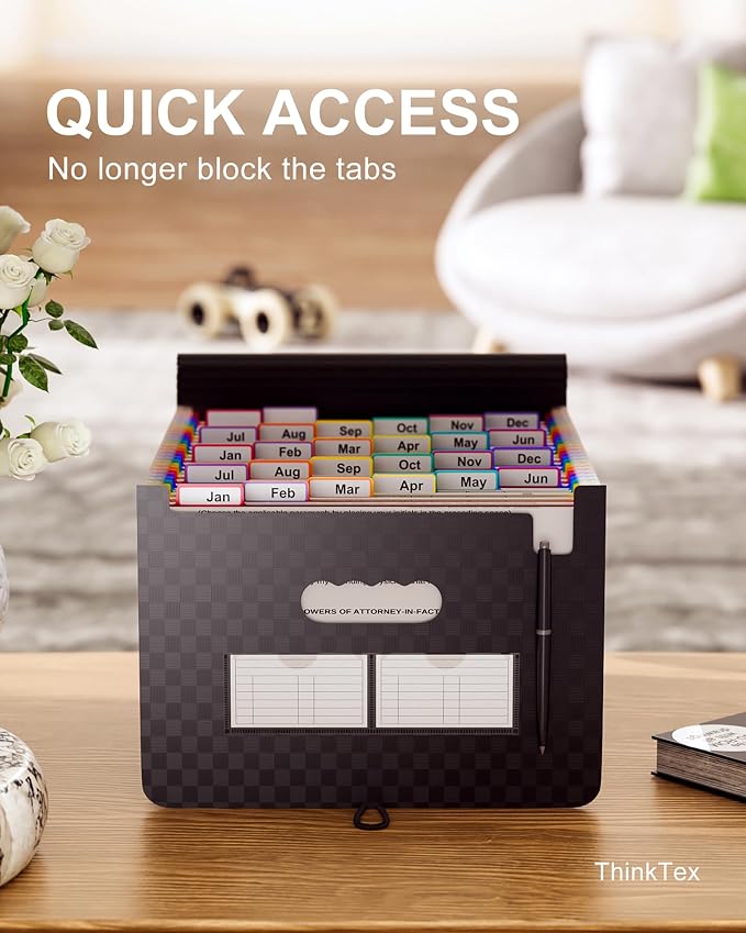 ThinkTex Accordion File Organizer, 26 Pockets Expanding File Folders, Monthly - Image 4