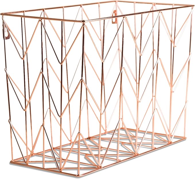 U Brands Hanging File Desk Organizer, Rose Gold Wire Metal by UBrands