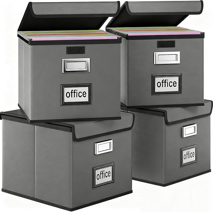 Portable Leather File Organizer Boxes by Huolewa