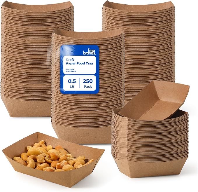 Fit Meal Prep [250 Pack 0.5 lb Paper Food Boats Heavy Duty Disposable Food Trays by FMPBRANDS