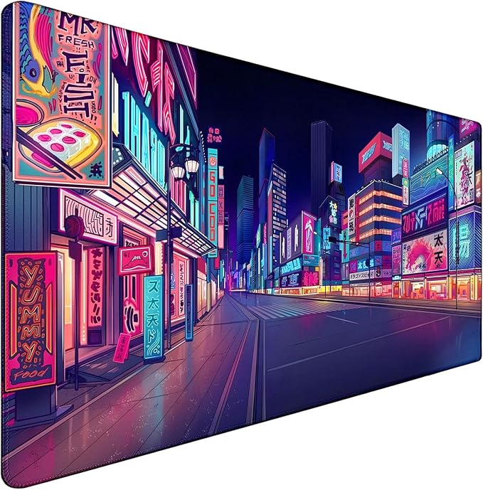 Japanese City Big Desk Mat Large Office Desk Pad, Durable Extended Mouse Mat by CustomerFirstServiceFirst