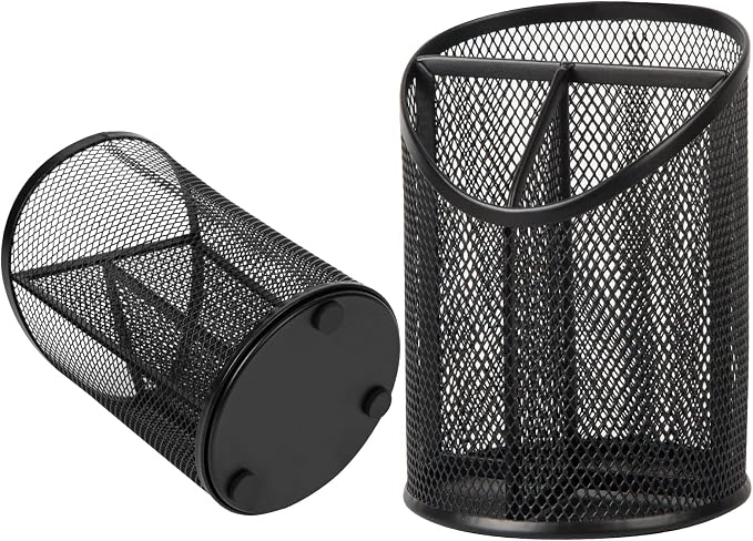 Delifox 2 Pack Pen Holder Mesh Round Pencil Holder Desktop Organizer 3 - Image 3