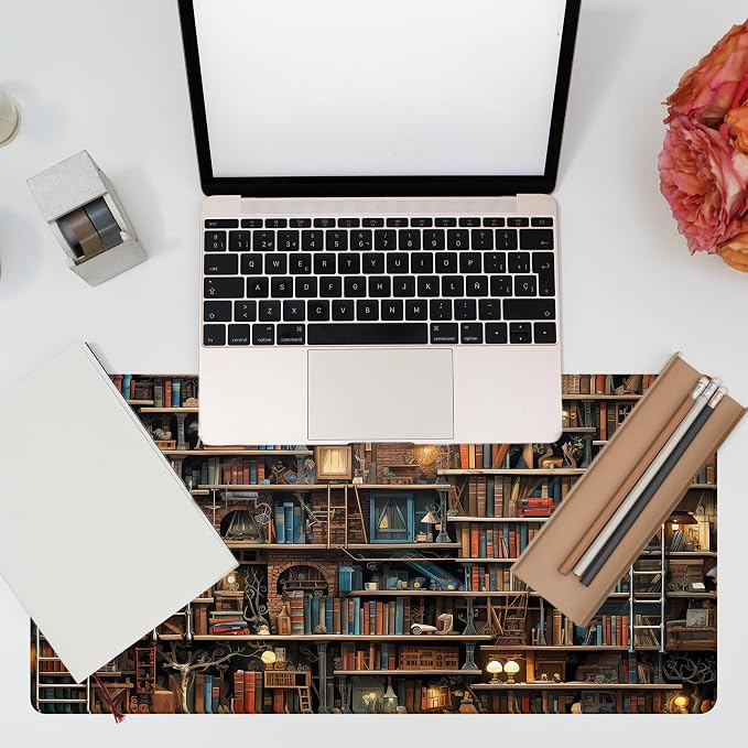 Desk Pad, Fantasy Shelves Desk Mat, Shelves Full of Books Large Gaming Mouse Pad - Image 7