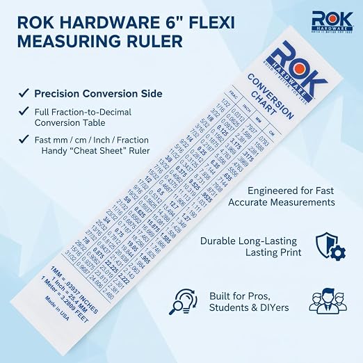 25 Pack Rok Hardware Measuring Plastic Flexi 6" Easy Read 15 cm English Metric - Image 4