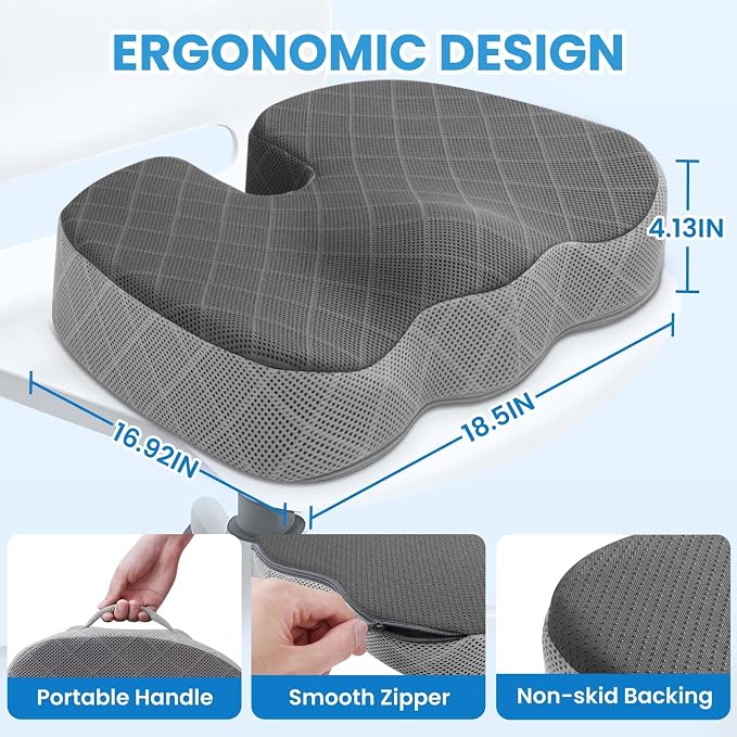 TushGuard Office/Car Seat Cushion, Non-Slip Sciatica & Back Coccyx Tailbone - Image 2