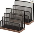 Wooden Desk Mail Organizer, Desktop File Organizer Metal Mesh by ASIFMTHOT