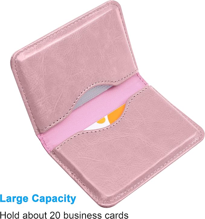 Wisdompro Business Card Holder, 2-Sided PU Leather Folio Name Card Holder - Image 2