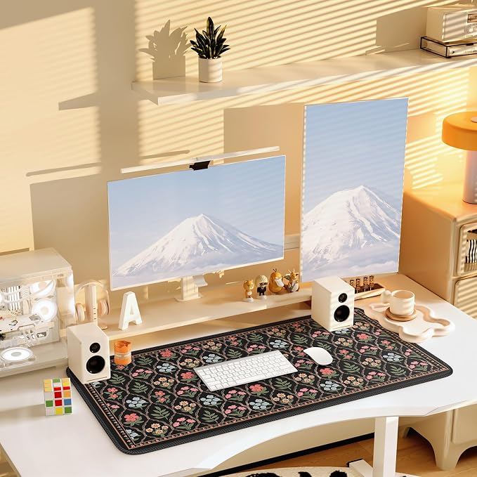 iCasso Floral Desk Pad Mat, Large Mouse Pad, Desk Matt - Image 2