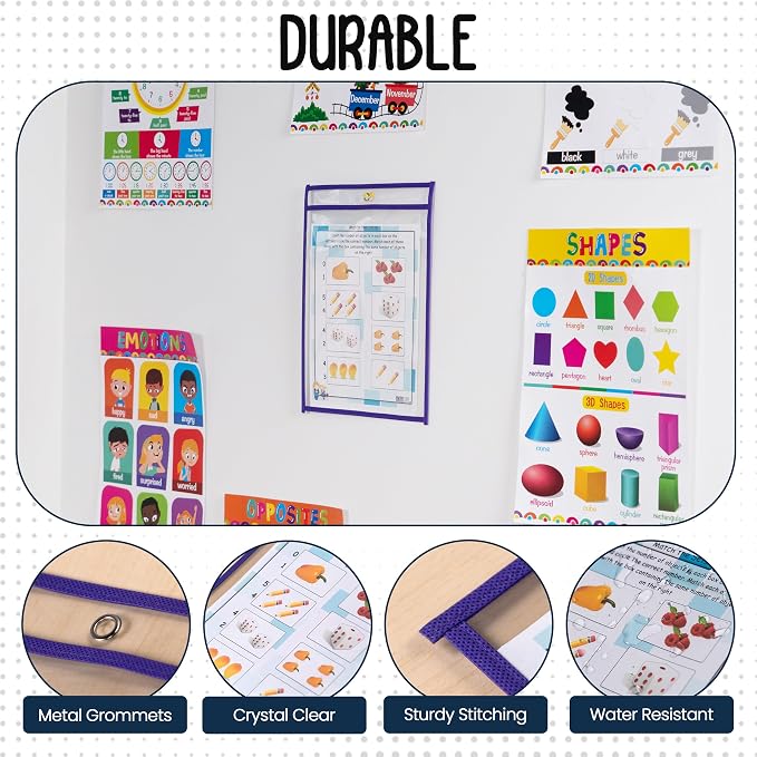 Essex Wares - 6 Pack, Dry Erase Pocket Document Protectors, Water-Resistant & - Image 4