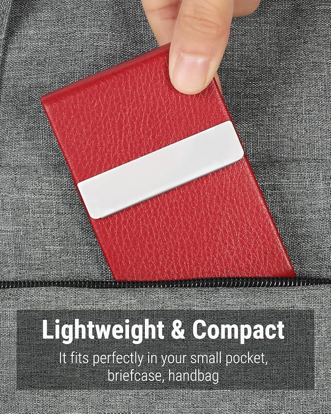 MaxGear Business Card Holder, PU Leather Business Card Case, Magnetic Closure - Image 6