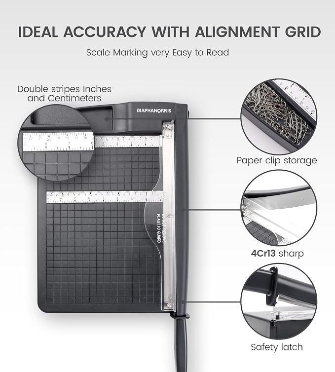 Paper Cutter, Paper Trimmer12" Cutting Length Heavy Duty Guillotine Paper Slicer - Image 3