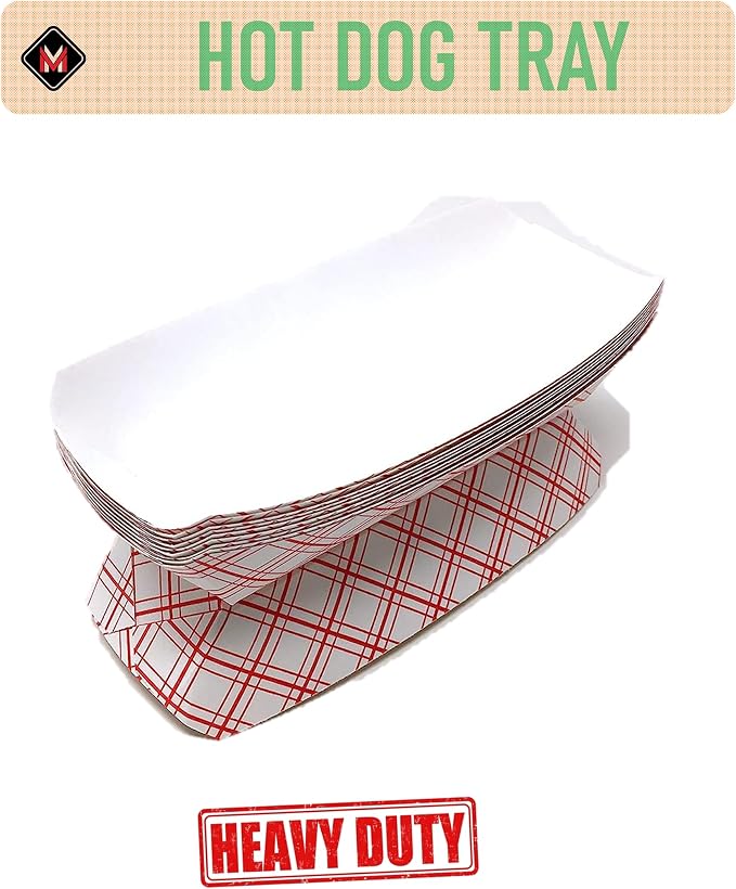 Mr Miracle 7 Inch Paper Hot Dog Tray in Red White Pattern. Pack of 25. - Image 3