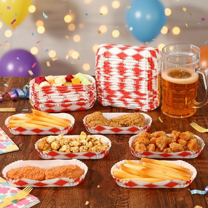 Yinkin 300 Pcs Paper Hot Dog Trays Valentine's Day 6 Inch Food Trays Concession - Image 5