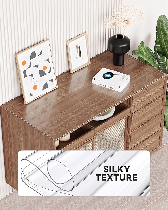 Oterri Clear Writing Desk Pad, 36’’x20” Heat Resistant Waterproof PVC Round - Image 3