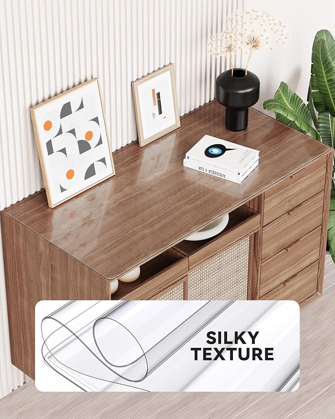 Oterri Clear Writing Desk Pad, 36’’x60” Heat Resistant Waterproof PVC Round - Image 3
