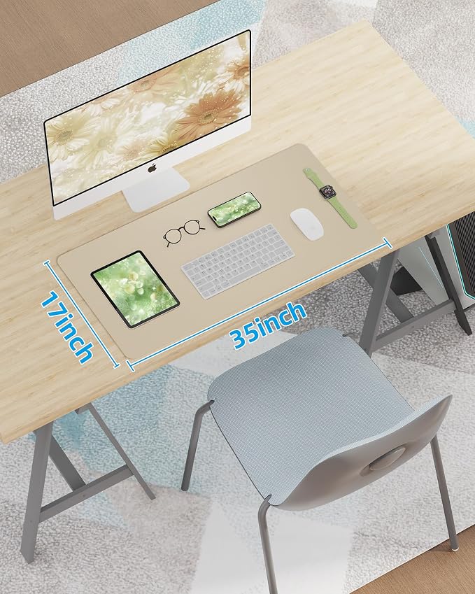 AFIING Leather Desk Pad Protector, Mouse Pad, Office Desk Mat, Non-Slip PU - Image 7